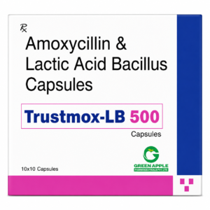 Trustmox-LB 500- Amoxycillin 500mg & Lactic Acid Bacillus 1.66 billion spores Capsules